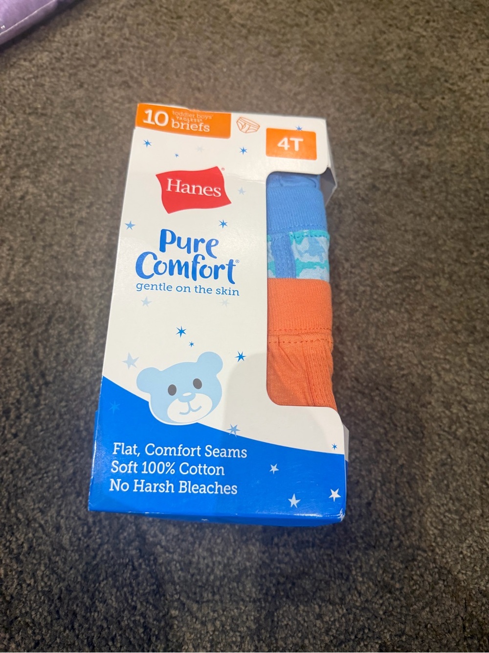 Hanes Pure Comfort Boys' Briefs in Orange and Light Blue - 10 Pack (4T)